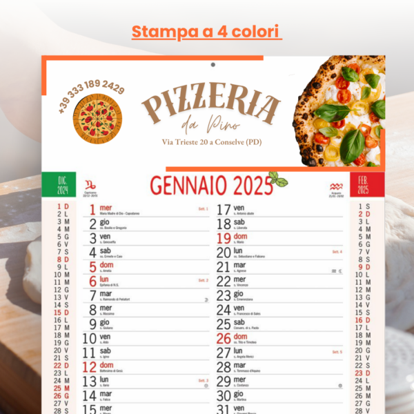 calendario pizza